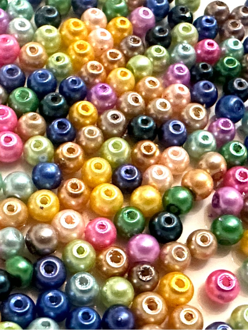 Mixed Color Round Glass Beads - Assorted Shimmer